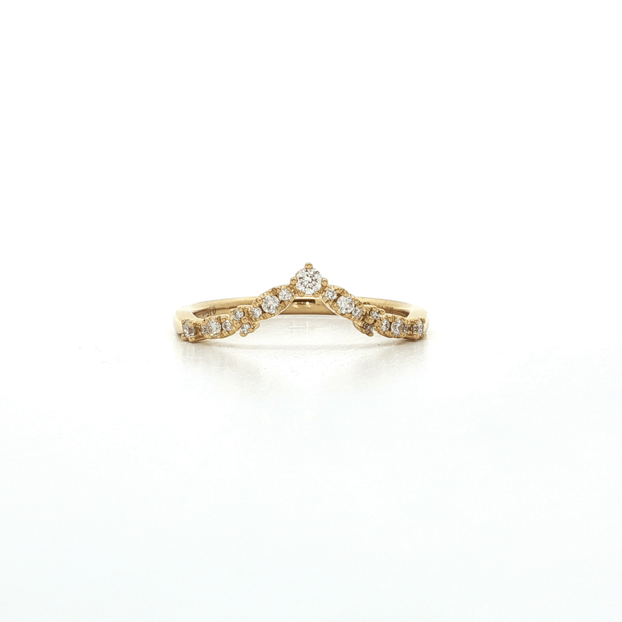 Round Brilliant Cut Diamond Pointed Wedding Band (1/6 ct.) Enhancer 18k Yellow Gold