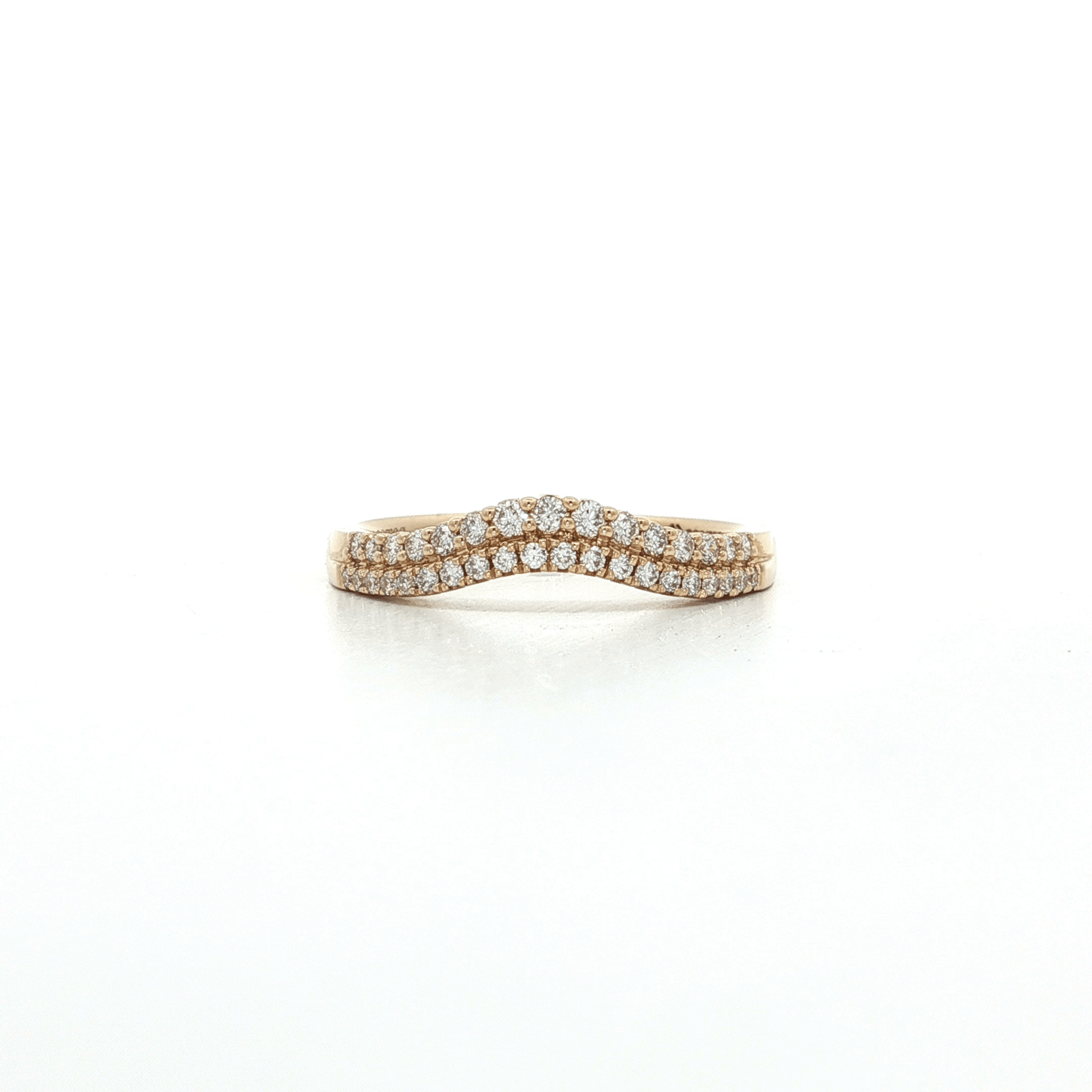 Double-Row Crown Colorless Diamond Wedding Band 14k Yellow Gold ...