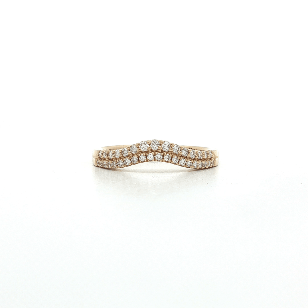 0.26 CTW Colorless Nearly Flawless Natural Round Brilliant Cut Diamonds Double Strand Curved Crown Style Wedding Band in 14kt Yellow Gold – Jewelry Depot, Inc.