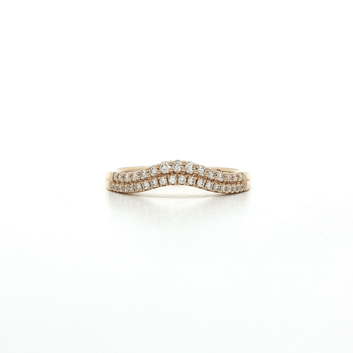 0.26 CTW Colorless Nearly Flawless Natural Round Brilliant Cut Diamonds Double Strand Curved Crown Style Wedding Band in 14kt Yellow Gold – Jewelry Depot, Inc.