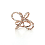 Colorless Round Brilliant Cut Diamond Pavé Set Ring (⅗ ct.) in 14k Rose Gold Bow