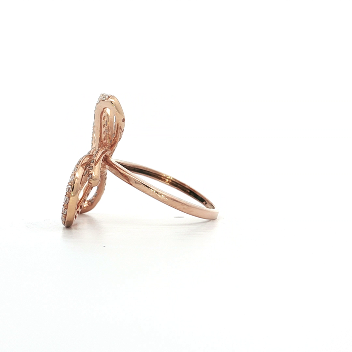 0.55 CTW Natural Colorless Round Brilliant Cut Diamonds Pavé Set in a 14kt Rose Gold Bow Ring