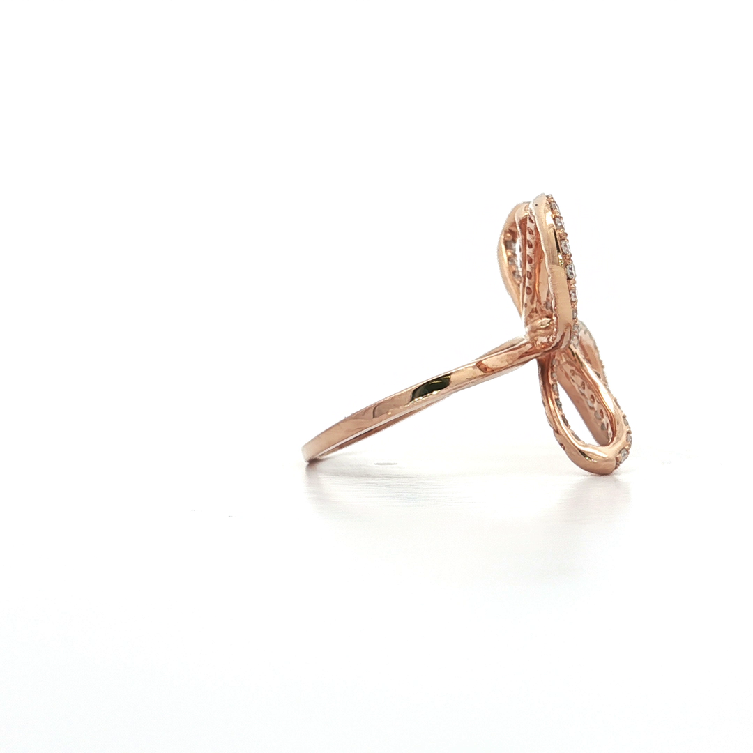 0.55 CTW Natural Colorless Round Brilliant Cut Diamonds Pavé Set in a 14kt Rose Gold Bow Ring