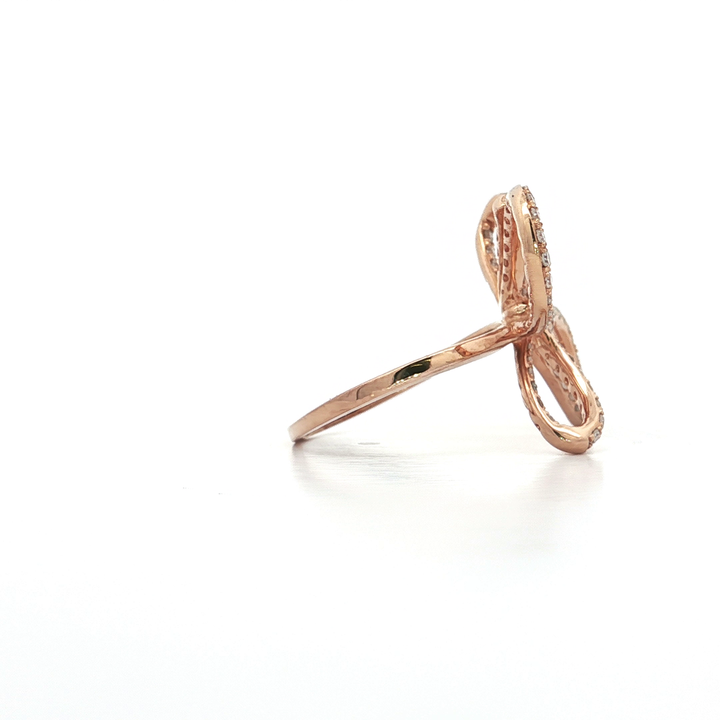 0.55 CTW Natural Colorless Round Brilliant Cut Diamonds Pavé Set in a 14kt Rose Gold Bow Ring