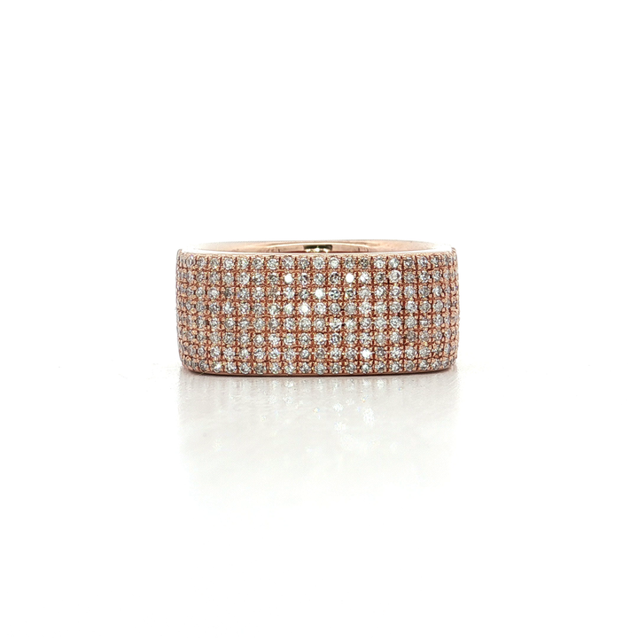 0.68 CTW Natural Pavé Near Colorless Round Brilliant Cut Diamonds set in a Cigar Band 14kt Rose Gold Ring