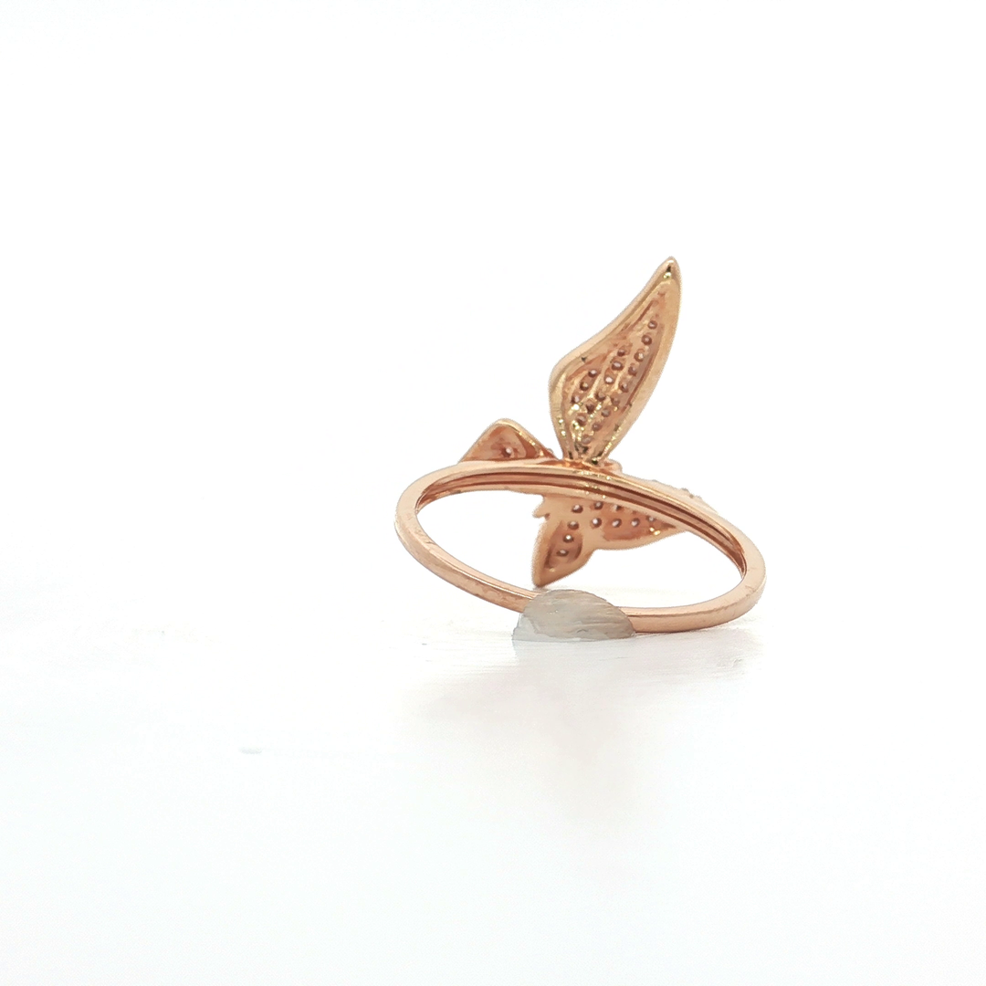 0.32 CTW Natural Round Brilliant Cut Pavé Diamond Butterfly Ring in 14kt Rose Gold