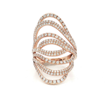Round Brilliant Cut Pavé Nearly Flawless Colorless Diamond Swirl Ring (1 ⅗ ct.) in 14k Rose Gold