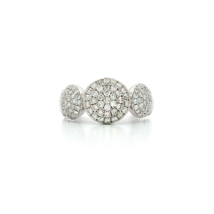 Seven Dome Past Present Future Pave Cluster Ring (7/8 ct. tw.) with Round Brilliant Cut Diamond 14k White Gold
