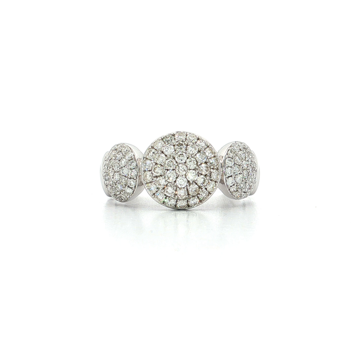 0.91 CTW Seven Dome Past Present Future Pavé Cluster Ring with Natural Round Brilliant Cut Diamonds in 14kt White Gold