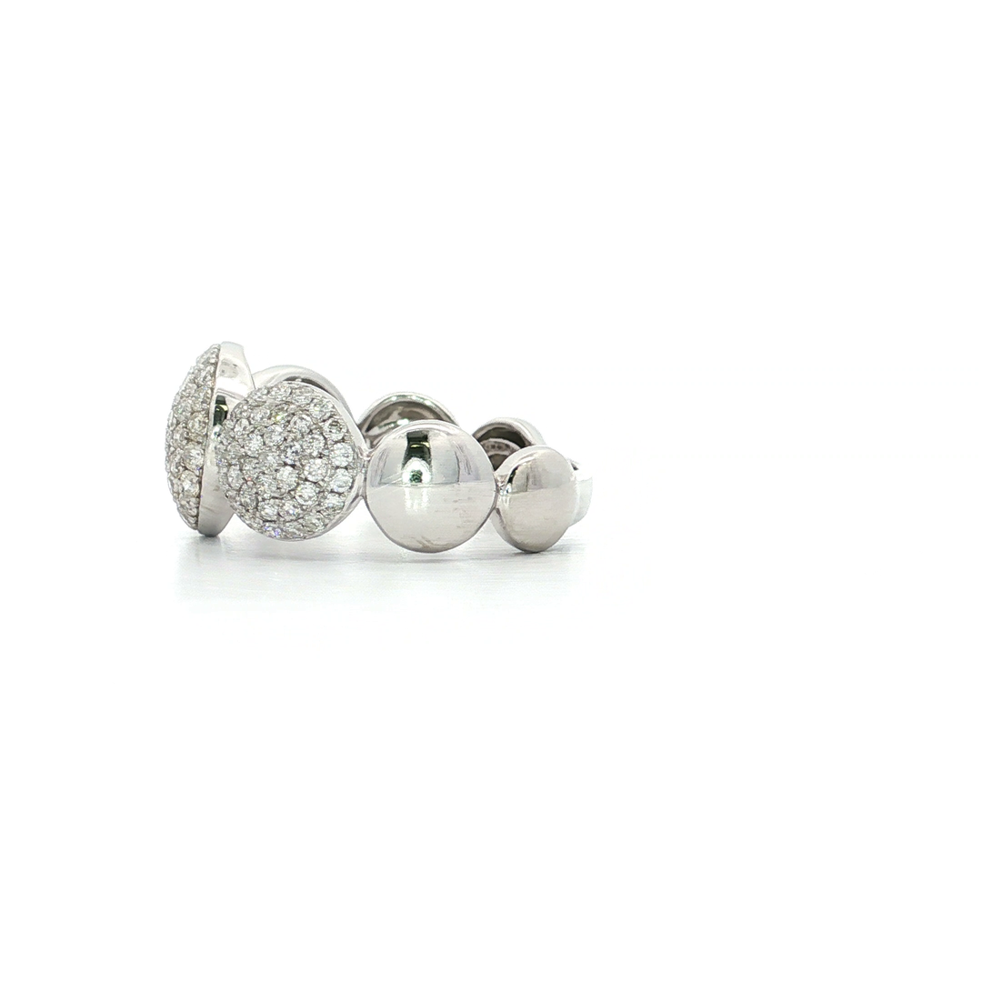0.91 CTW Seven Dome Past Present Future Pavé Cluster Ring with Natural Round Brilliant Cut Diamonds in 14kt White Gold
