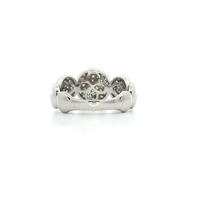 0.91 CTW Seven Dome Past Present Future Pavé Cluster Ring with Natural Round Brilliant Cut Diamonds in 14kt White Gold