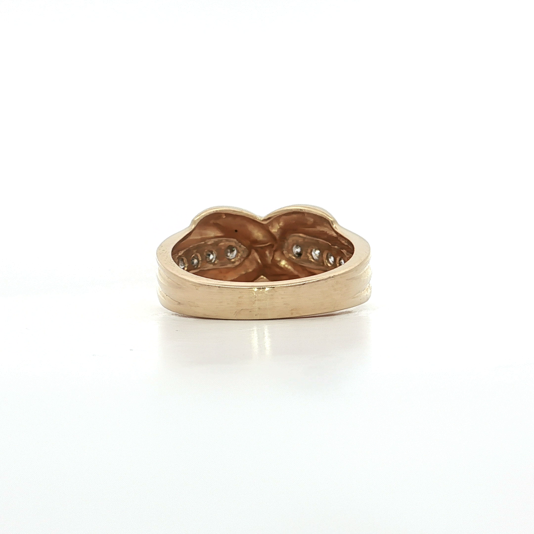 1.00 CTW Natural Near-Colorless Round Brilliant Cut Channel-Set Diamonds Crossover Ring in 14kt Yellow Gold