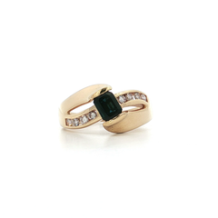 Deep Blue Sapphire & Channel-Set Colorless Nearly-Flawless Round Brilliant Cut Diamond Bypass Ring (1 ⅔ ct. tw.) in 14k Yellow Gold
