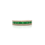 Princess Cut Emerald & Near-Colorless Diamond Band Ring (1 ⅖ ct. tw.) in 14k Yellow Gold