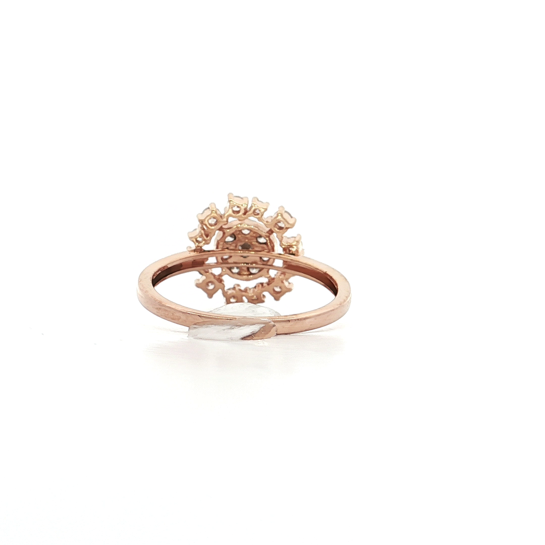 0.60 CTW Natural Round Brilliant Cut Diamond Flower Burst Ring in 14kt Rose Gold