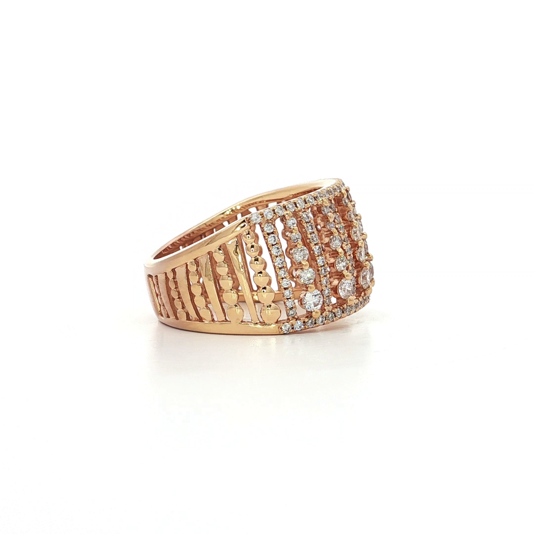 1.10 CTW Natural Round Brilliant Cut Colorless Nearly Flawless Diamond Birdcage Open Pavé Ring in 18kt Rose Gold