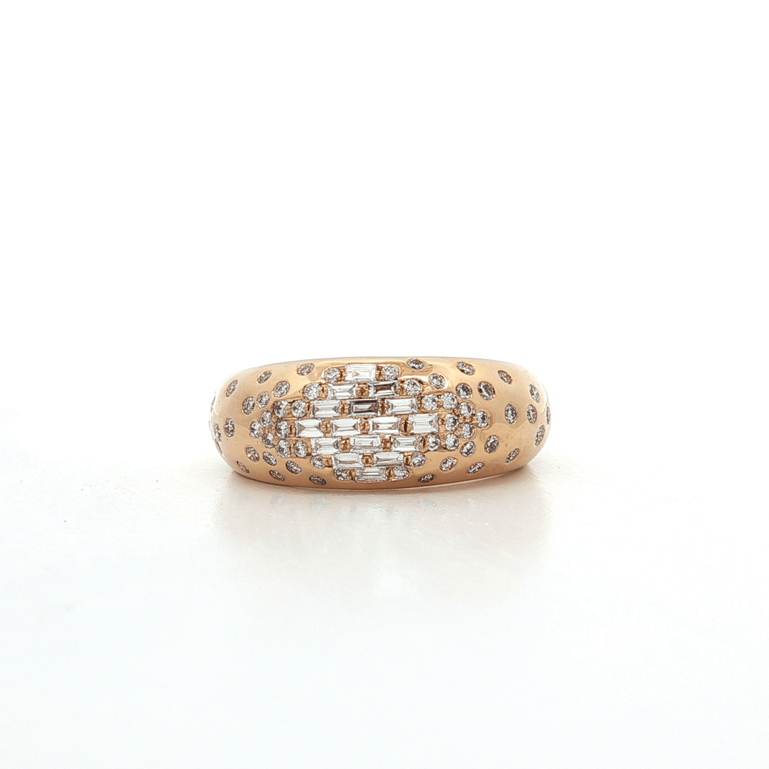 0.50 CTW French Dome Style Ring with Colorless Nearly Flawless Natural Baguette & Round Brilliant Cut Diamonds in 18kt Rose Gold – Jewelry Depot, Inc.