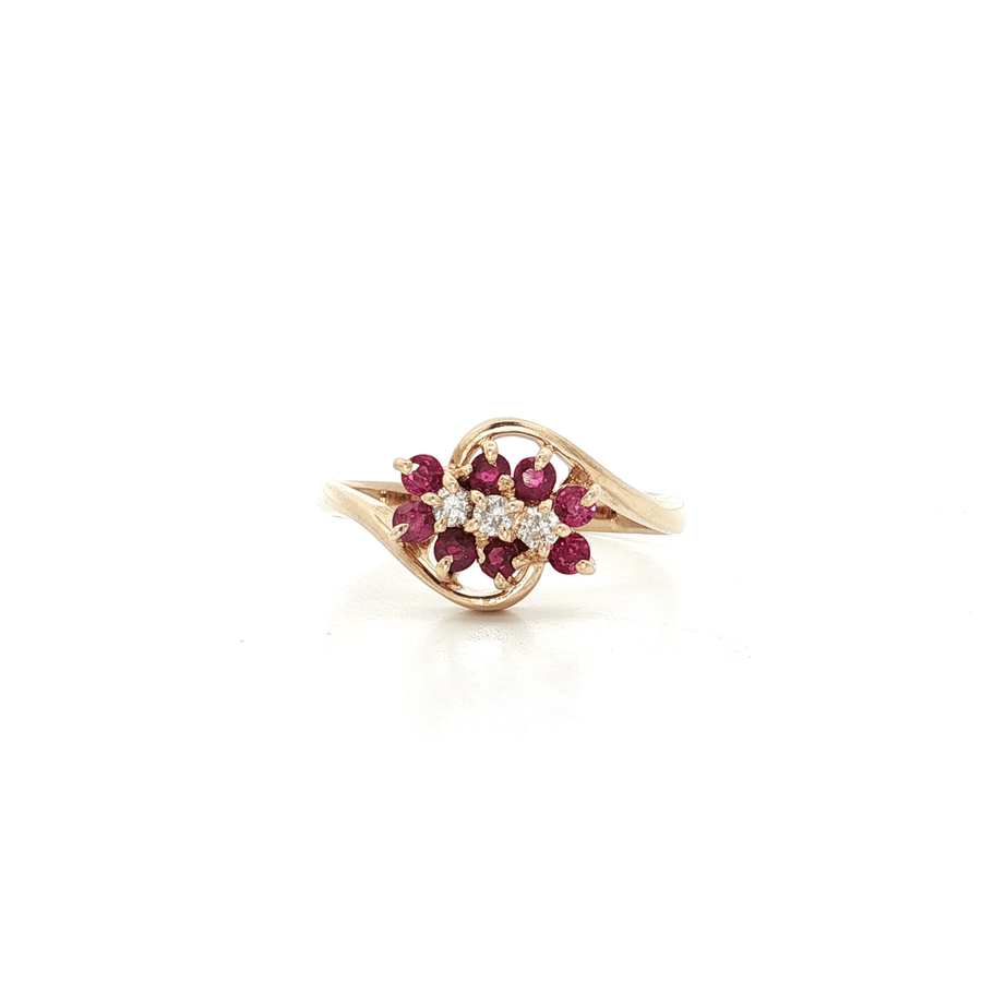 Diamond & Vivid Ruby Ring (1/3 ct. tw.) 14k Yellow Gold