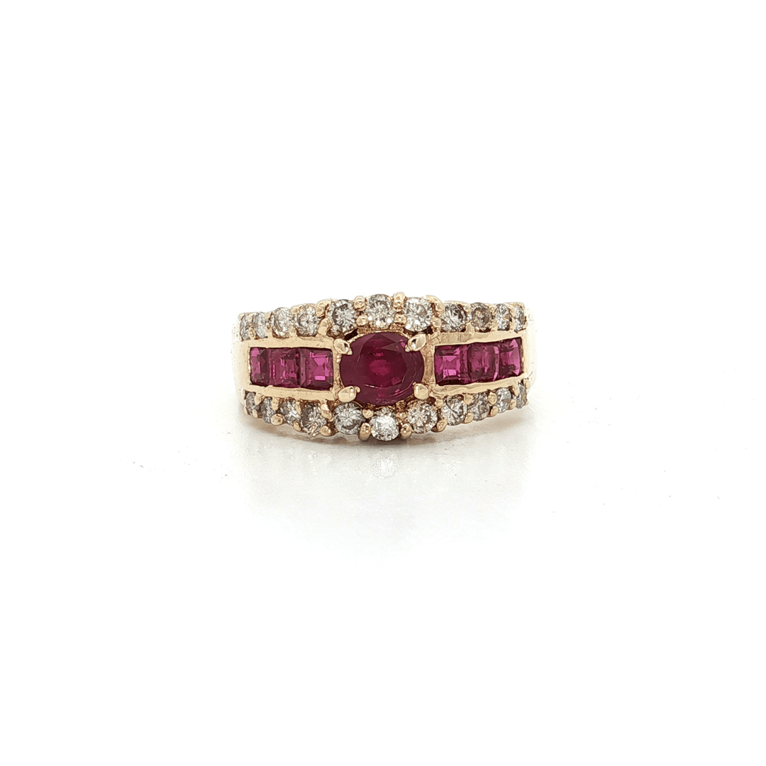 2.50 CTW AAA Grade Ruby Natural Round Brilliant Cut Near - Colorless Diamond Ring in 14kt Yellow Gold – Jewelry Depot, Inc.