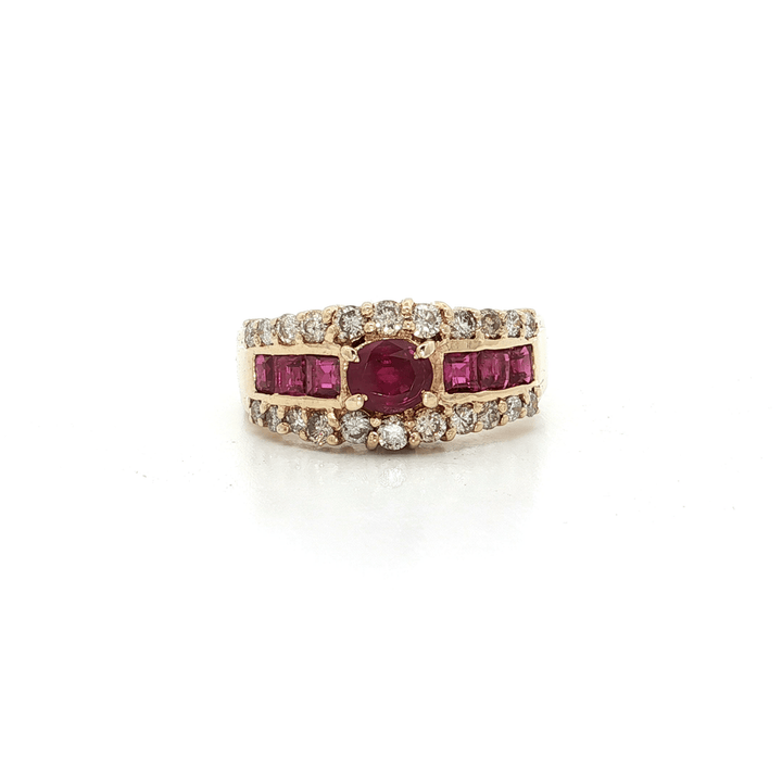2.50 CTW AAA Grade Ruby Natural Round Brilliant Cut Near - Colorless Diamond Ring in 14kt Yellow Gold – Jewelry Depot, Inc.