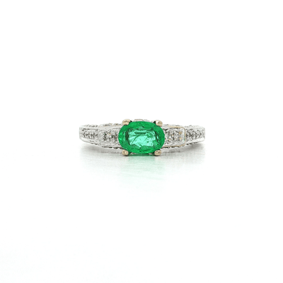 1.30 CTW Natural AAA Grade Oval Cut Emerald & Pavé Diamond Ring in 18kt White Gold – Jewelry Depot, Inc.