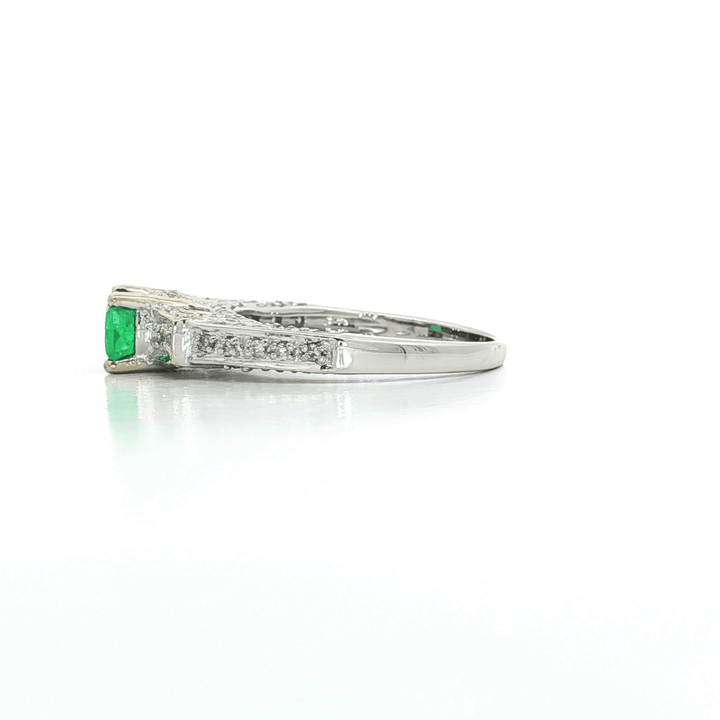 1.30 CTW Natural AAA Grade Oval Cut Emerald & Pavé Diamond Ring in 18kt White Gold – Jewelry Depot, Inc.