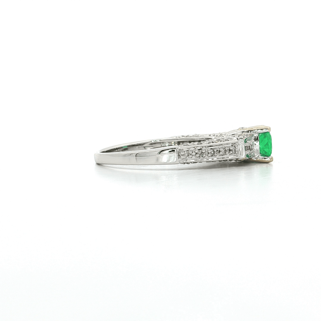 1.30 CTW Natural AAA Grade Oval Cut Emerald & Pavé Diamond Ring in 18kt White Gold – Jewelry Depot, Inc.