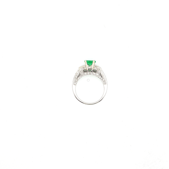1.30 CTW Natural AAA Grade Oval Cut Emerald & Pavé Diamond Ring in 18kt White Gold – Jewelry Depot, Inc.