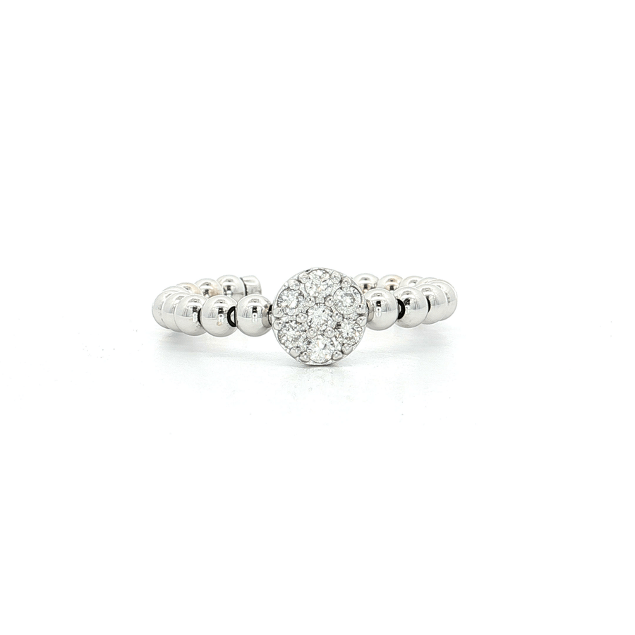 Round Brilliant Cut Diamond Cluster Ring (2/3 ct. tw.) on a Beaded 14k White Gold Band