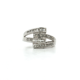 Round Brilliant Cut & Baguette Diamond Ring (1 ct. tw.) in 10k White Gold Double Split Shank