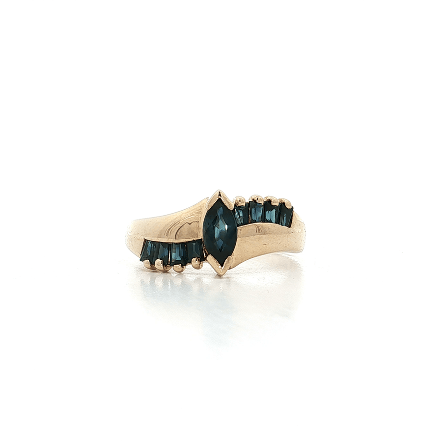 Marquise Deep Blue Sapphire Ring (1 ct. tw.) 10k Yellow Gold