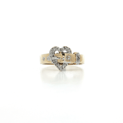 0.10 CTW Natural Round Brilliant Cut Diamond Heart Buckle Ring in 14kt Yellow Gold – Jewelry Depot, Inc.