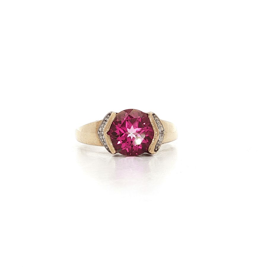 Vivid Deep Pink Spinel & Diamond Ring (2 1/3 ct. tw.) 10k Yellow Gold