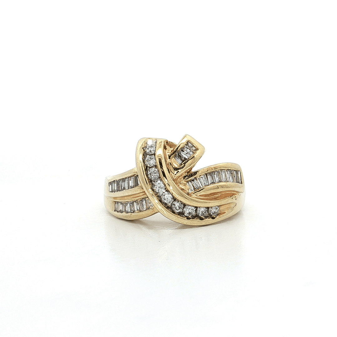 1.00 CTW of Channel - Set Natural Round Brilliant Cut & Baguette Diamond Ring in 14kt Yellow Gold – Jewelry Depot, Inc.