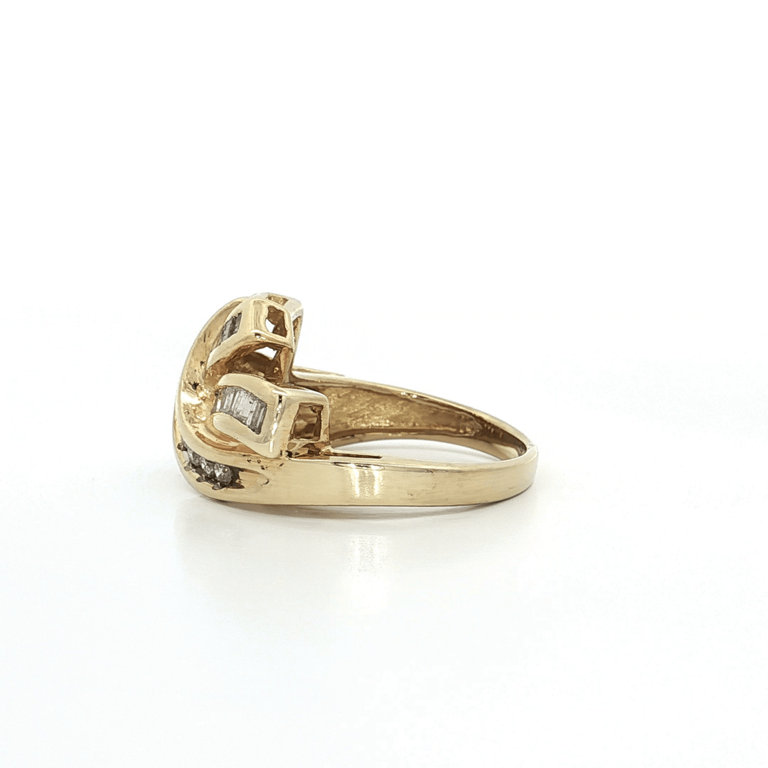 1.00 CTW of Channel - Set Natural Round Brilliant Cut & Baguette Diamond Ring in 14kt Yellow Gold – Jewelry Depot, Inc.