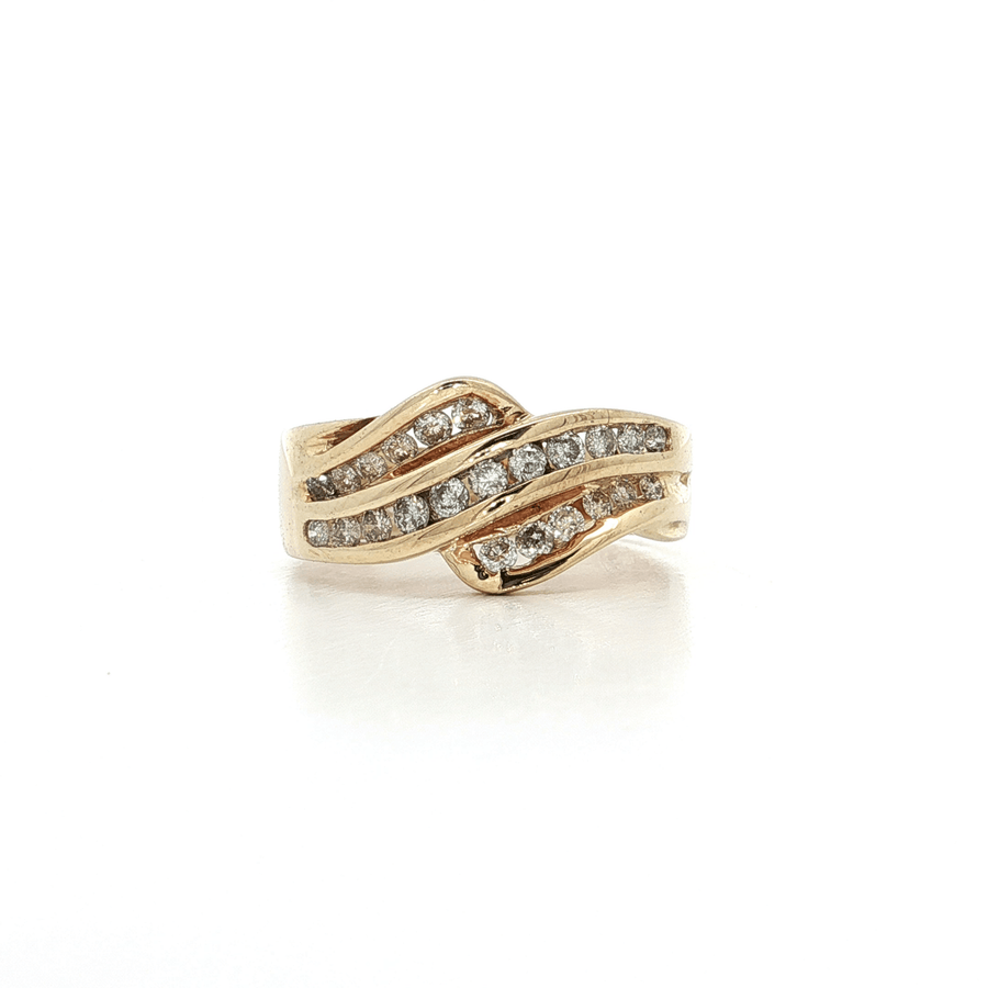 Near-Colorless Round Brilliant Cut Diamond Channel-Set Ring (3/5 ct.) 14k Yellow Gold Wave