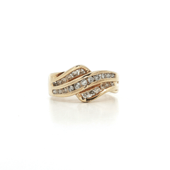 Near-Colorless Round Brilliant Cut Diamond Channel-Set Ring (⅗ ct.) in 14k Yellow Gold Wave