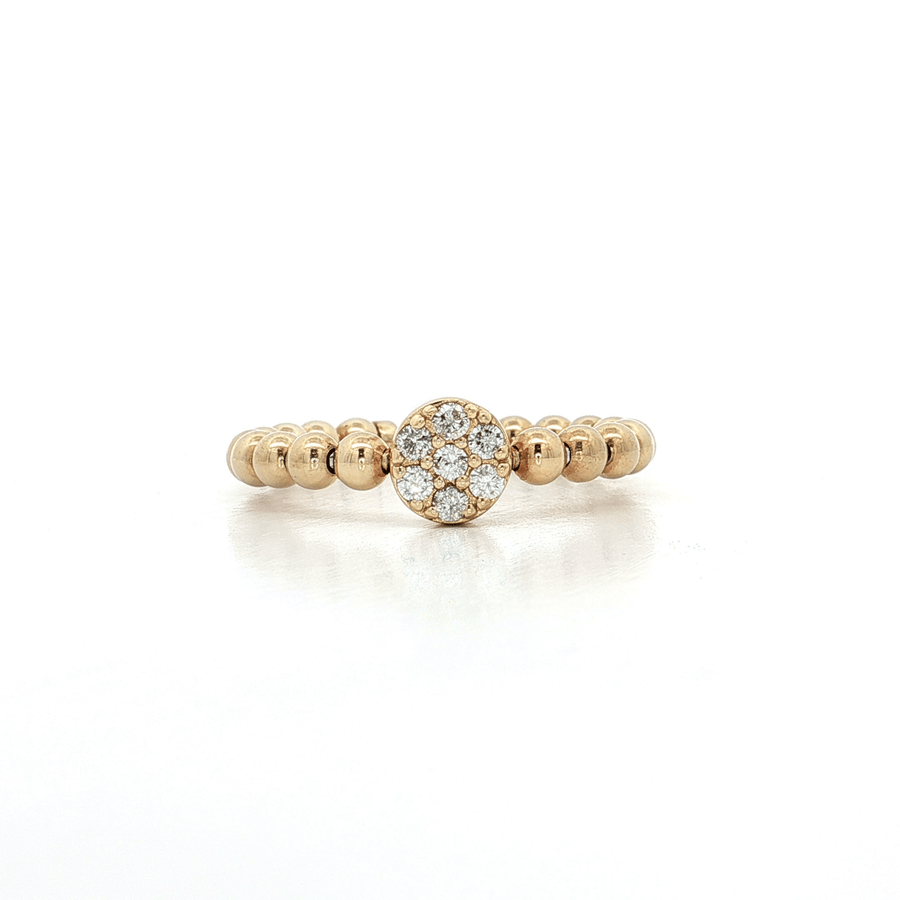 Round Brilliant Cut Diamond Cluster Ring (2/3 ct. tw.) on a Beaded 14k Yellow Gold Band