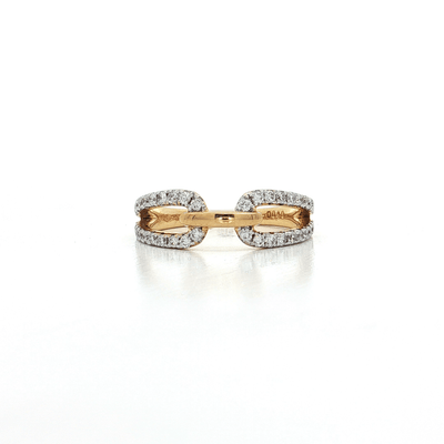 0.40 CTW Natural Colorless Round Brilliant Cut Pavé Diamonds in an 18kt Yellow & White Gold Chain - Linked Ring – Jewelry Depot, Inc.