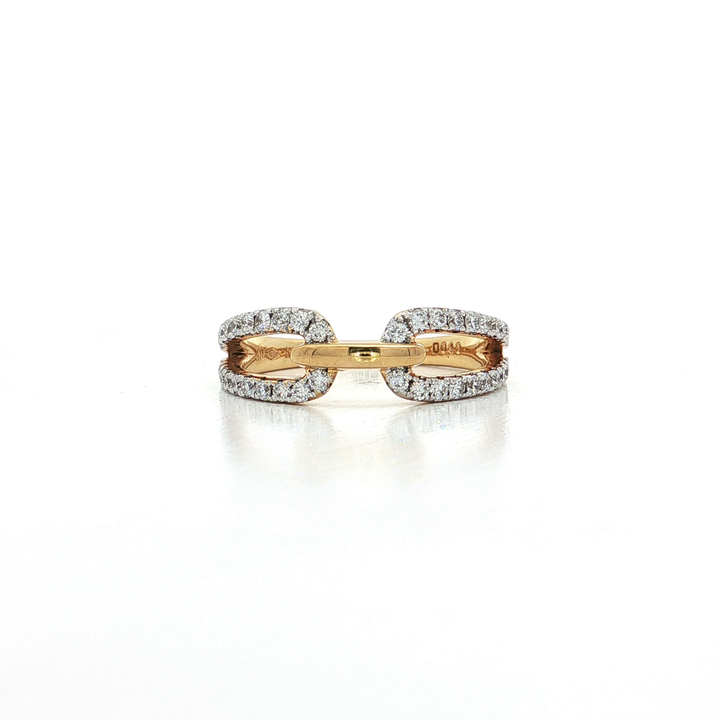 0.40 CTW Natural Colorless Round Brilliant Cut Pavé Diamonds in an 18kt Yellow and White Gold Chain-Linked Ring