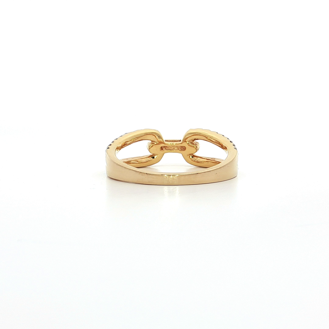 0.40 CTW Natural Colorless Round Brilliant Cut Pavé Diamonds in an 18kt Yellow and White Gold Chain-Linked Ring