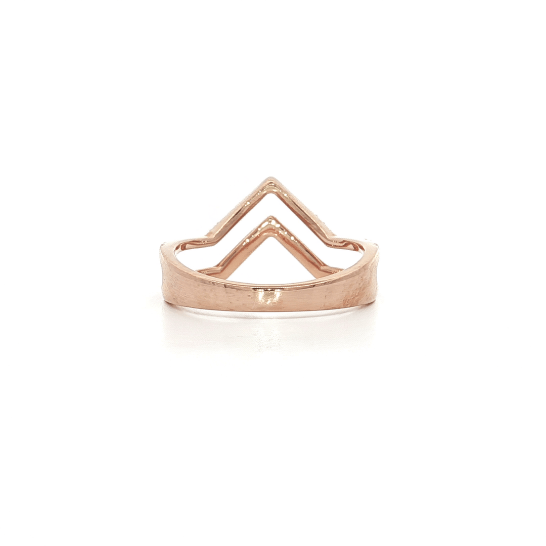 0.16 CTW Natural Round Brilliant Cut Near - Colorless Diamonds Pavé - set in a Chevron Style Ring With Pink Enamel in 14kt Rose Gold – Jewelry Depot, Inc.
