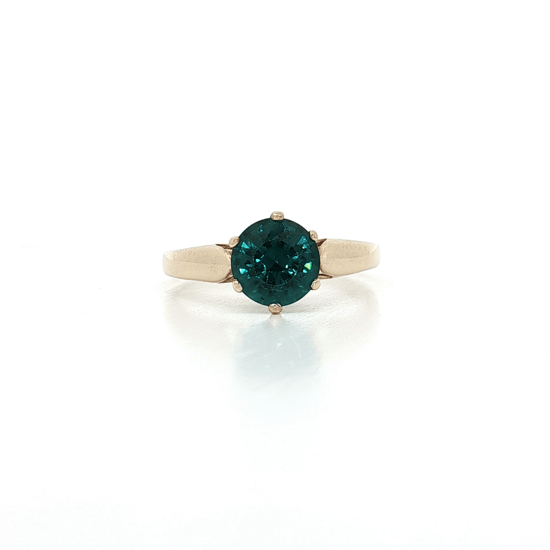 1.00 CT Natural Round Brilliant Cut AAAA Grade Deep London Blue Topaz in a 10kt Yellow Gold Ring – Jewelry Depot, Inc.