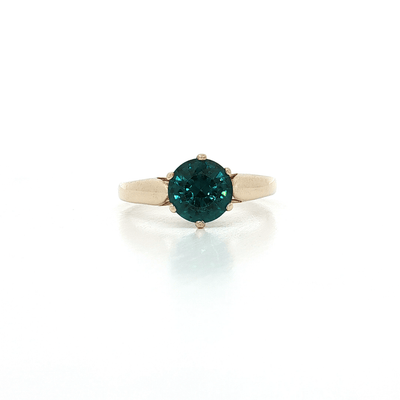 1.00 CT Natural Round Brilliant Cut AAAA Grade Deep London Blue Topaz in a 10kt Yellow Gold Ring – Jewelry Depot, Inc.