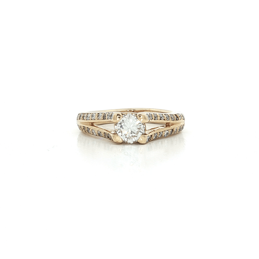 Round Diamond Engagement Ring 14k Yellow Gold