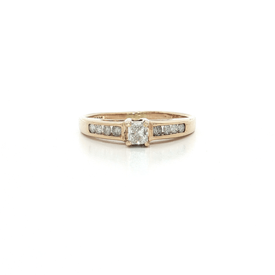 0.50 CTW Natural Princess Cut & Round Brilliant Cut Near Colorless Diamond Ring in 14kt Yellow Gold – Jewelry Depot, Inc.