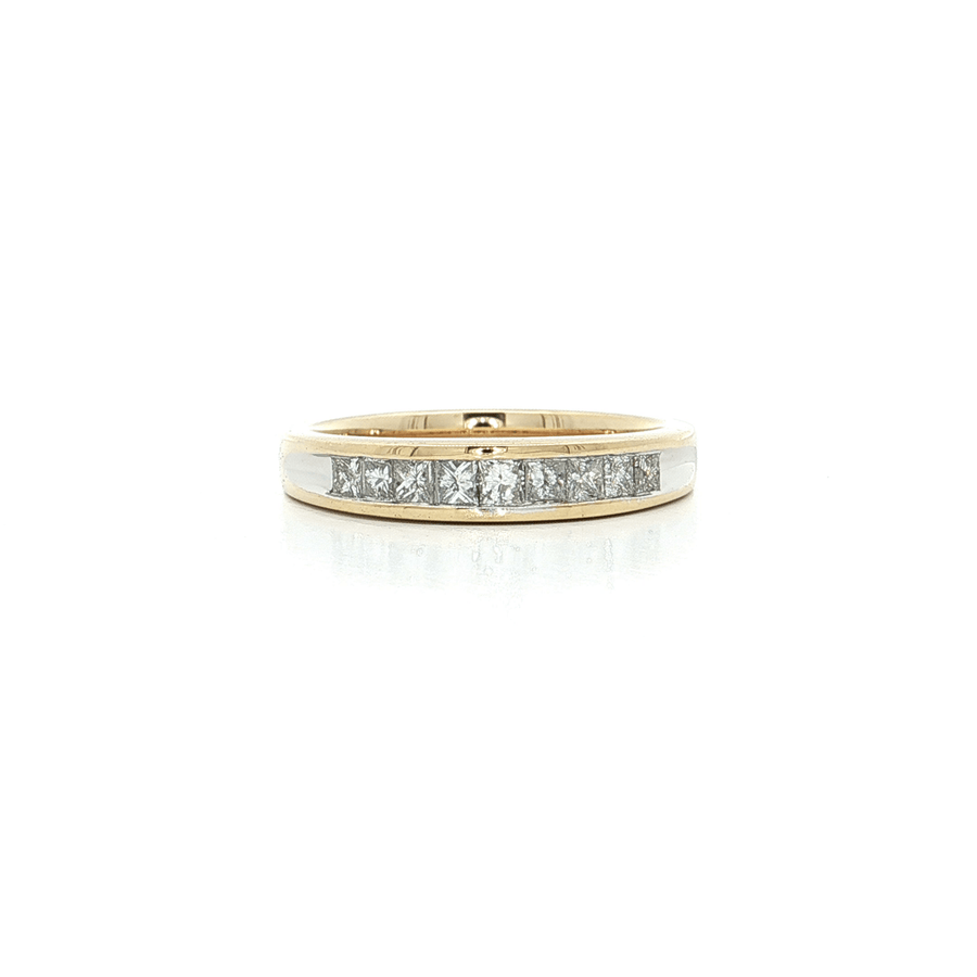 Princess Brilliant Cut Diamond Channel-Set Ring (3/4 ct.) 14k Yellow & White Gold