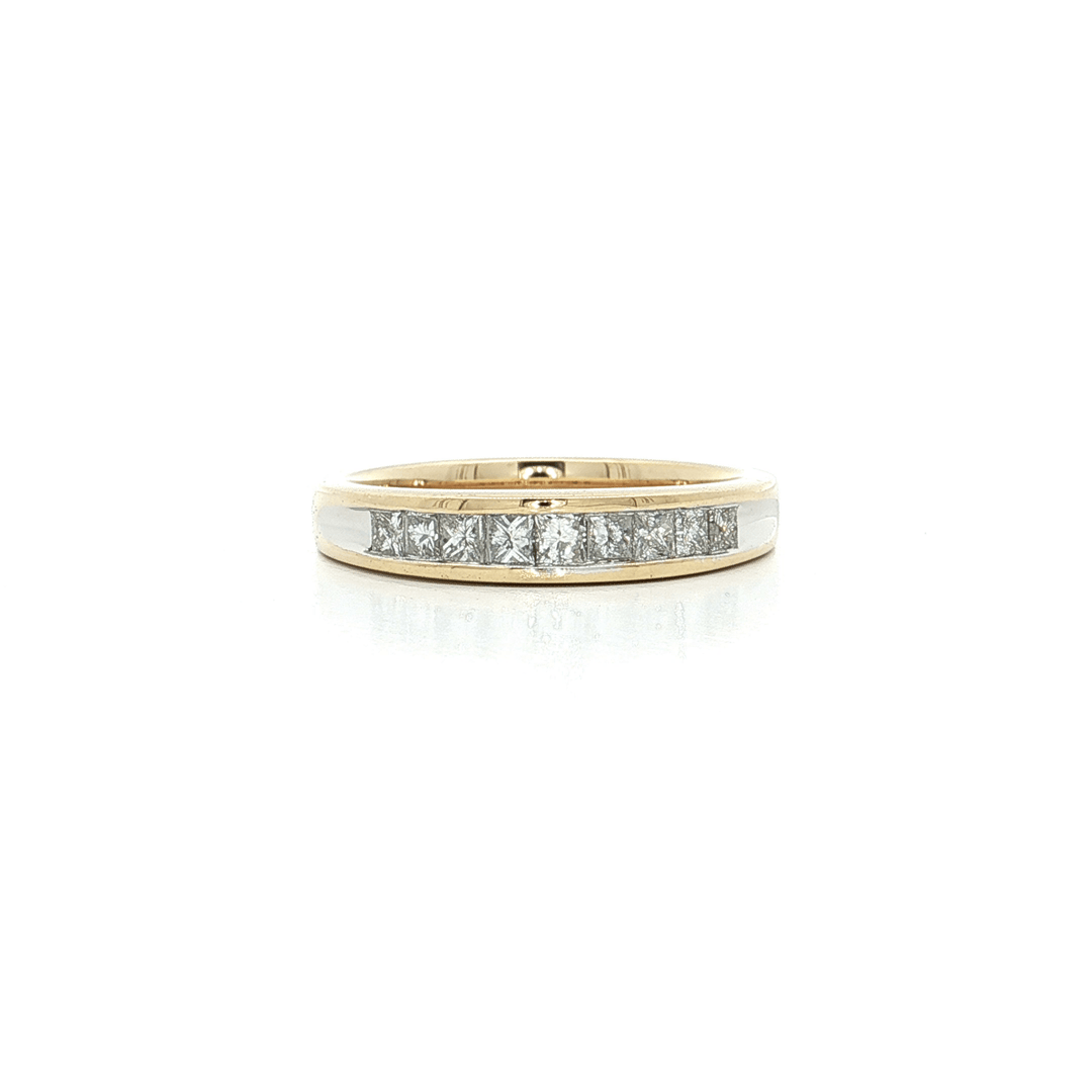 0.75 CTW Natural Princess Brilliant Cut Diamonds Channel - Set in a 14kt Yellow & White Gold Ring – Jewelry Depot, Inc.
