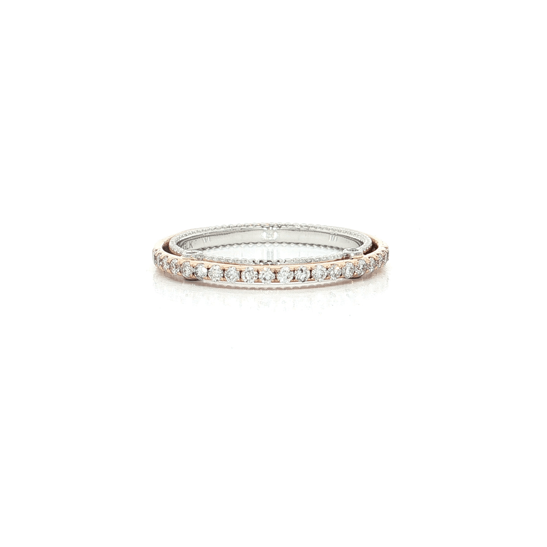 0.25 CTW Natural Colorless Nearly Flawless Round Brilliant Cut Diamonds Pavé - set in a 14kt White & Rose Gold Band – Jewelry Depot, Inc.