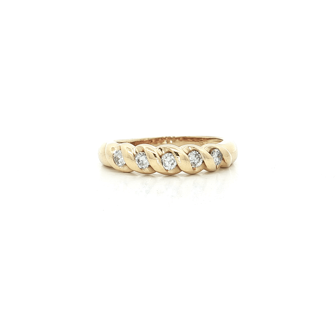 0.25 CTW Natural Colorless Round Brilliant Cut Diamonds in a 14kt Yellow Gold Twist Band – Jewelry Depot, Inc.